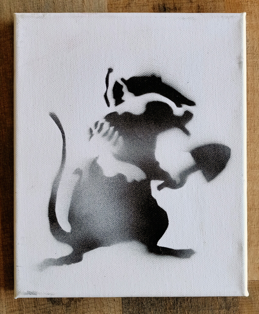 Dismaland Souvenir &quot;Street Rat&quot; Canvas w/SeeTicket, Letter and Envelope. (#0593)
