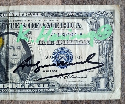 Keith Haring - Andy Warhol (Attributed) Dollar and Lucio Amelio signed all w/COA  (#0618)