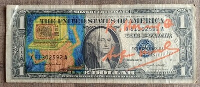 Keith Haring - Andy Warhol Dollar and Lucio Amelio signed all w/COA  (#0674)