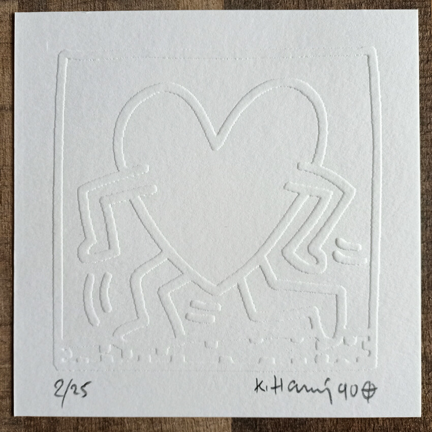 Keith Haring (Attributed) &#39;Running Heart&#39; Embossing 1990 LE 2/25 Signed in pencil (#0686)