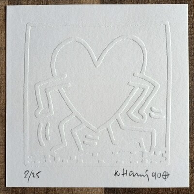 Keith Haring (Attributed) &#39;Running Heart&#39; Embossing 1990 LE 2/25 Signed in pencil (#0686)