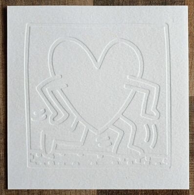 Keith Haring (Attributed) 'Running Heart' Embossing 1990 LE 2/25 Signed in pencil (#0686)