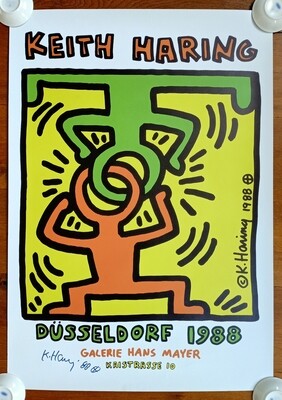 Keith Haring RARE "Hans Mayer Galerie Original 1988 Poster" Signed (#0723)