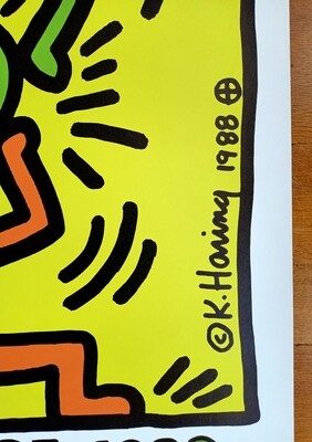 Keith Haring RARE "Hans Mayer Galerie Original 1988 Poster" Signed (#0723)