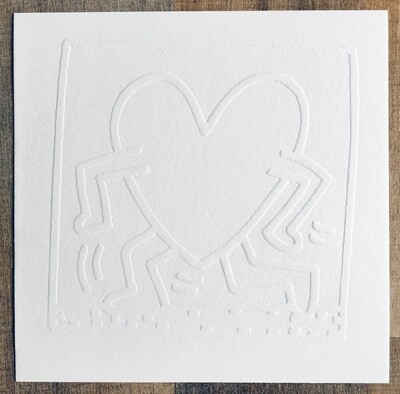 Keith Haring 'Running Heart' Embossing 1984 Stamped (#0730)