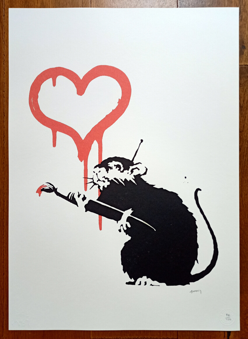 Banksy (Attributed) Love Rat 2004 POW edition 97/150 w/COA (#0742)