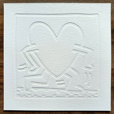 Keith Haring (Attributed) 'Running Heart' Embossing 1990 LE 8/25 Signed in pencil (#0714)
