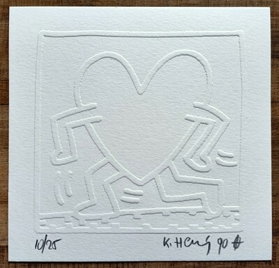 Keith Haring (Attributed) 'Running Heart' Embossing 1990 LE 10/25 Signed in pencil (#0712)