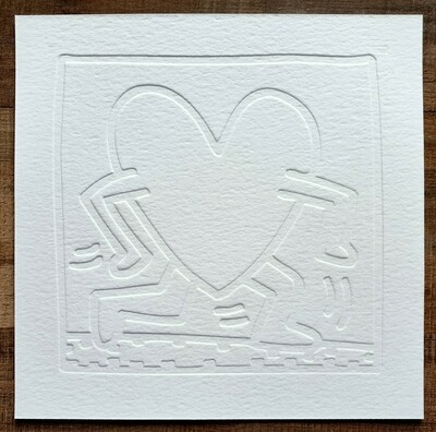 Keith Haring (Attributed) 'Running Heart' Embossing 1990 LE 10/25 Signed in pencil (#0712)