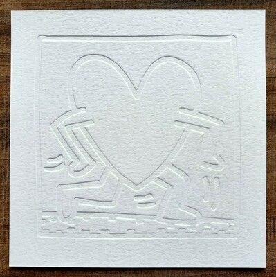 Keith Haring (Attributed) 'Running Heart' Embossing 1990 LE 9/25 Signed in pencil (#0713)