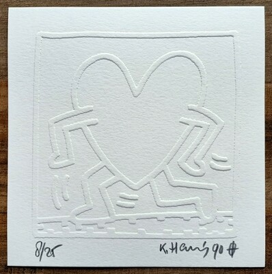 Keith Haring (Attributed) 'Running Heart' Embossing 1990 LE 8/25 Signed in pencil (#0714)