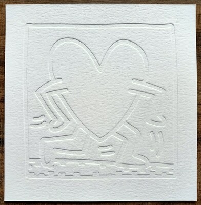 Keith Haring (Attributed) 'Running Heart' Embossing 1990 LE 7/25 Signed in pencil (#0715)