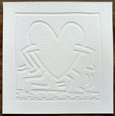 Keith Haring (Attributed) 'Running Heart' Embossing 1990 LE 6/25 Signed in pencil (#0716)