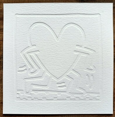 Keith Haring (Attributed) 'Running Heart' Embossing 1990 LE 4/25 Signed in pencil (#0718)