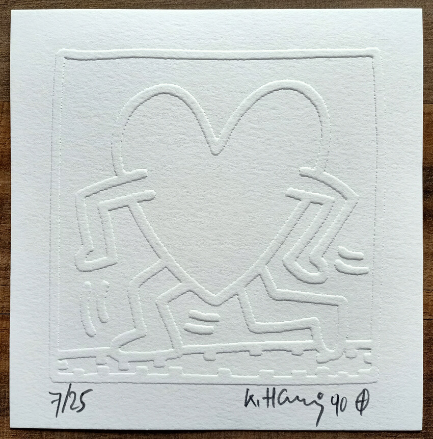 Keith Haring (Attributed) 'Running Heart' Embossing 1990 LE 7/25 Signed in pencil (#0715)