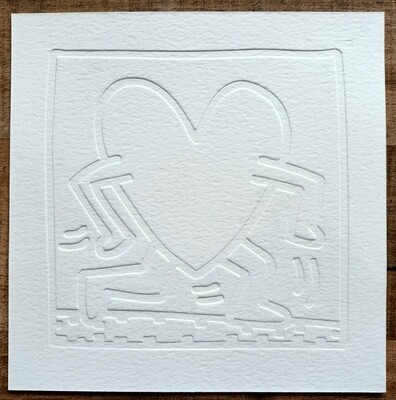 Keith Haring (Attributed) 'Running Heart' Embossing 1990 LE 3/25 Signed in pencil (#0719)