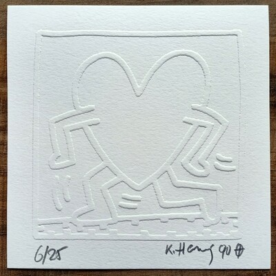 Keith Haring (Attributed) 'Running Heart' Embossing 1990 LE 6/25 Signed in pencil (#0716)
