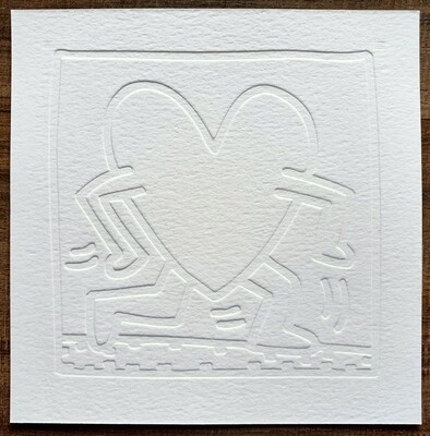 Keith Haring (Attributed) 'Running Heart' Embossing 1990 LE 1/25 Signed in pencil (#0720)