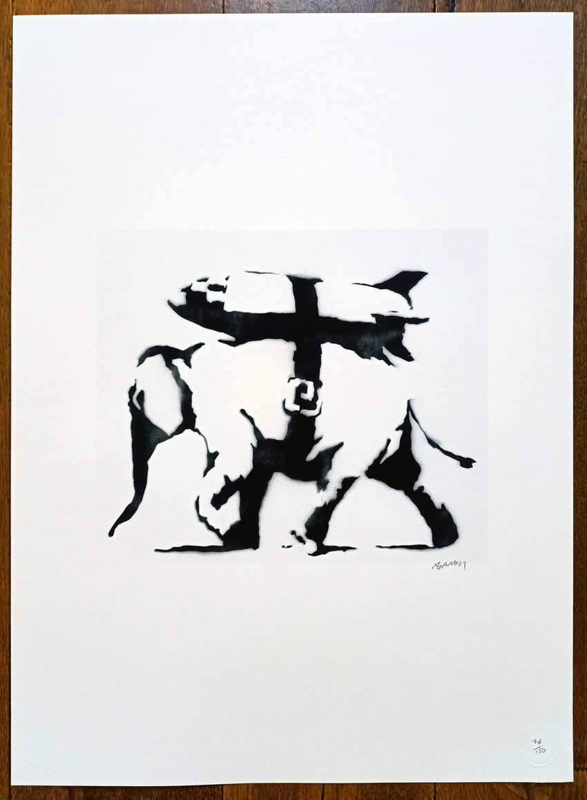 Banksy (Attributed) Heavy Weaponry POW edition 76/150 - w/COA (#0750)