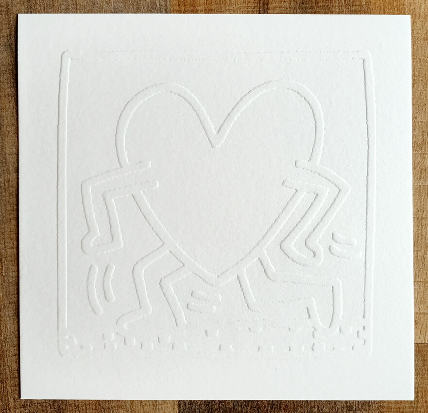 Keith Haring 'Running Heart' Embossing 1984 Stamped (#0731)