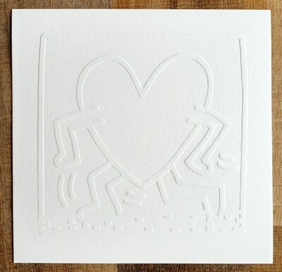 Keith Haring 'Running Heart' Embossing 1984 Stamped (#0731)