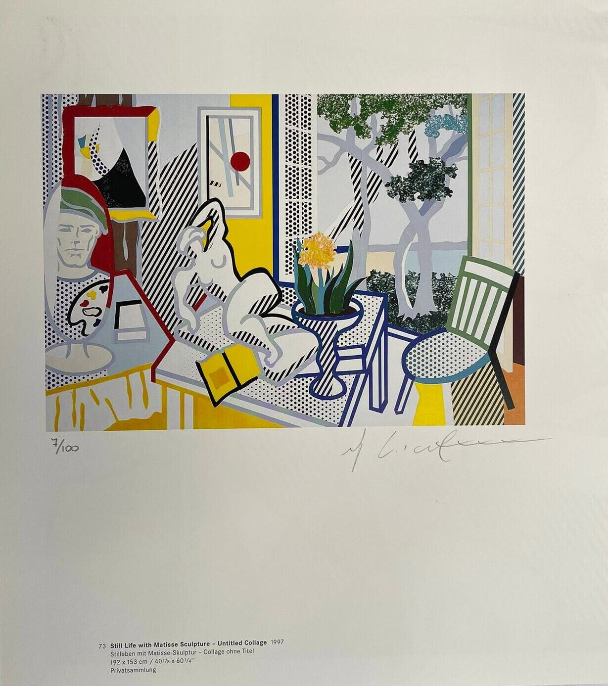 Roy Lichtenstein Signed &quot;Still Life with Matisse Sculpture&quot;​ Paper w/COA (#0792)
