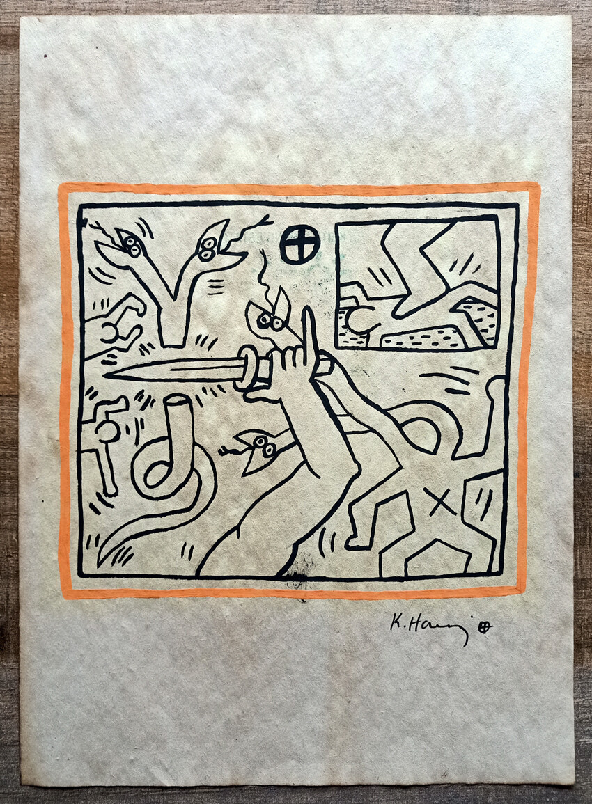Drawing by Keith Haring (Attributed) 1984 (#0622)