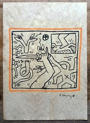 Drawing by Keith Haring (Attributed) 1984 (#0622)