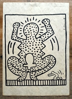 Drawing by Keith Haring (Attributed) 1985 (#0623)