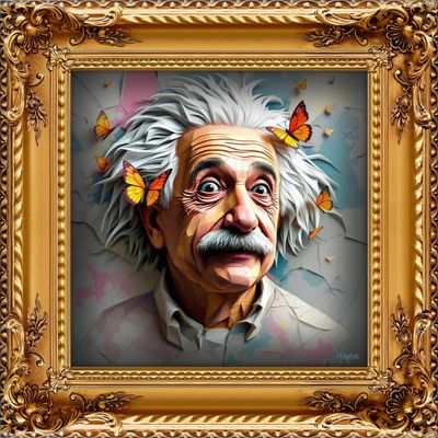 MikoArt-Liquid Gloss®-07FP/AlbertEinstein-120x120cm