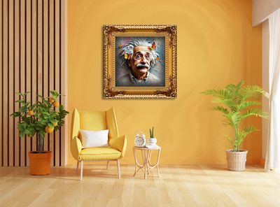 MikoArt-Liquid Gloss®-07FP/AlbertEinstein-120x120cm