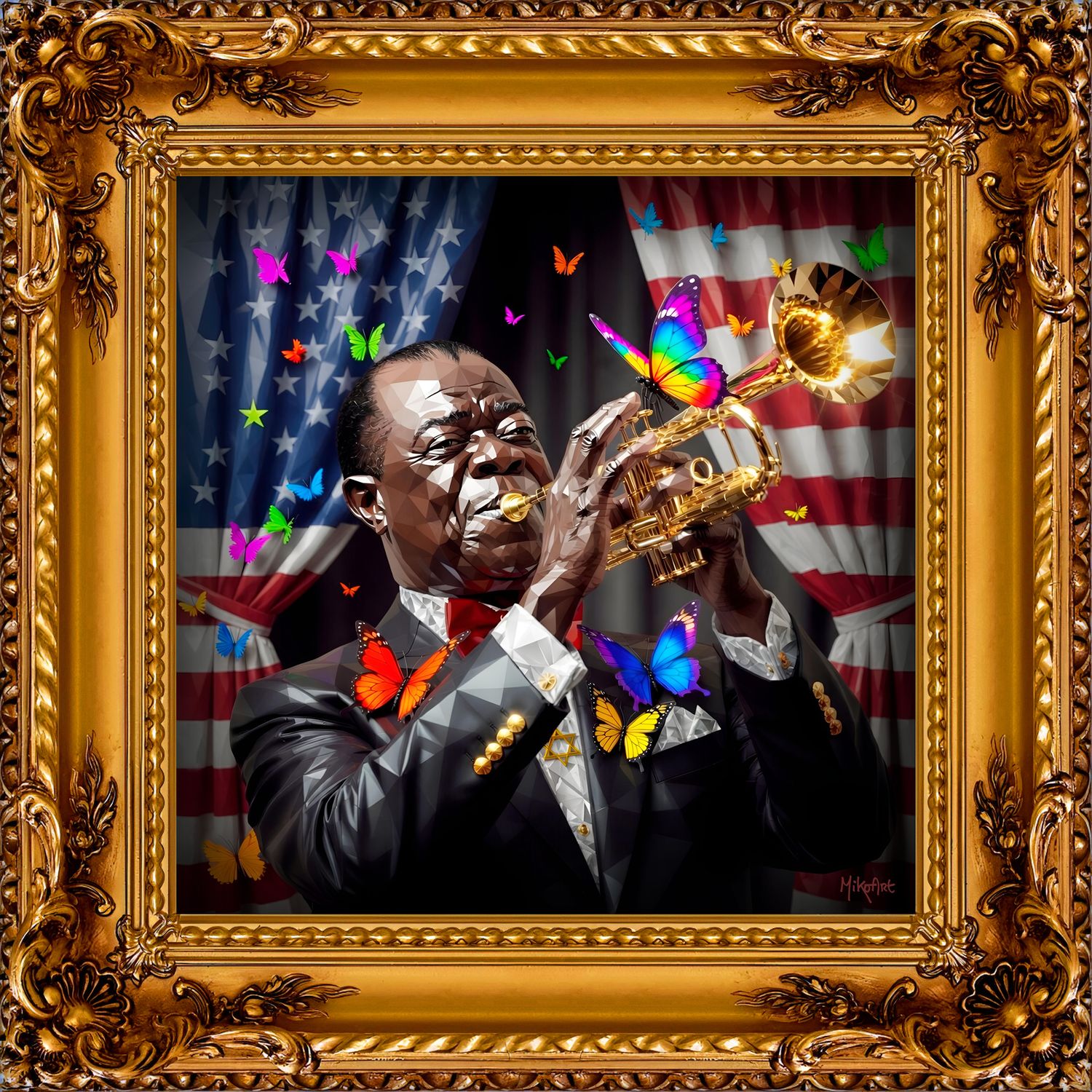 MikoArt-Liquid Gloss®-07FP/Louis Armstrong-120x120cm