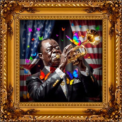MikoArt-Liquid Gloss®-07FP/Louis Armstrong-120x120cm