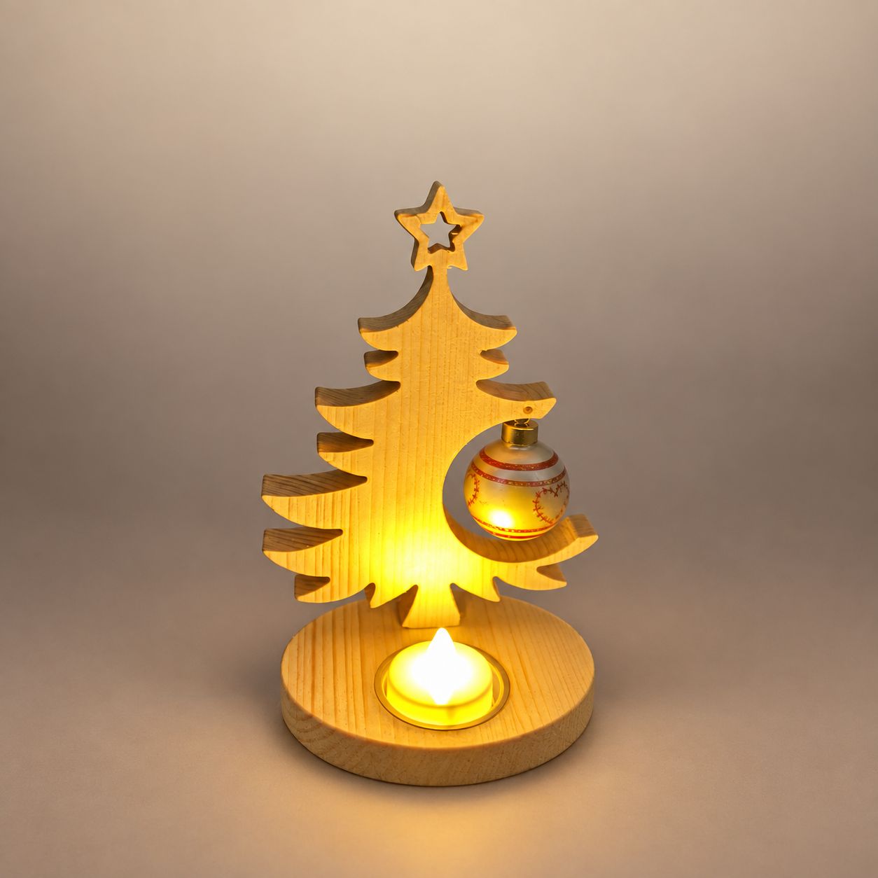 Teelicht "Weihnachtsbaum mit Kugel" Teelicht "Weihnachtsbaum mit Kugel"