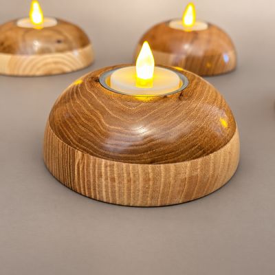 Teelicht "Rund" aus Holz (Ø ca. 11.5 cm)