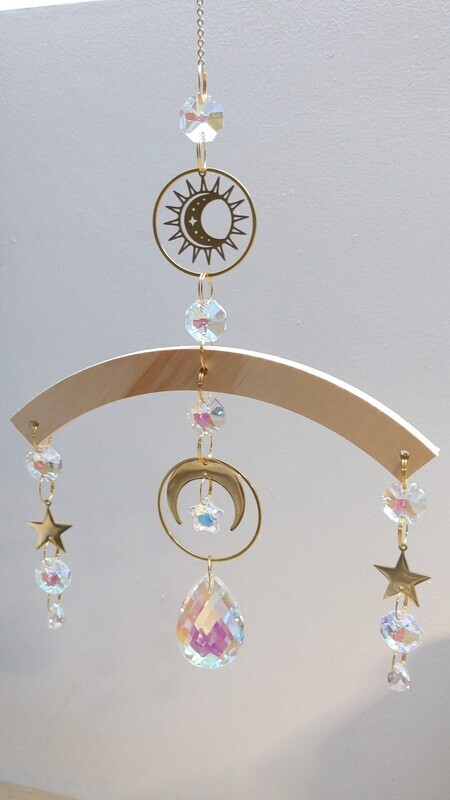 Attrape soleil support bois &quot;soleil étoilé&quot;