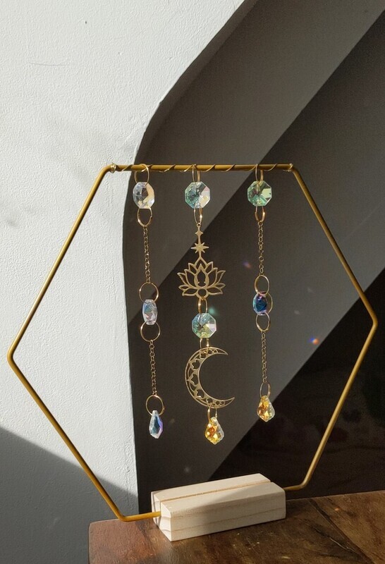 Attrape soleil à poser "fleur de lotus et lune"