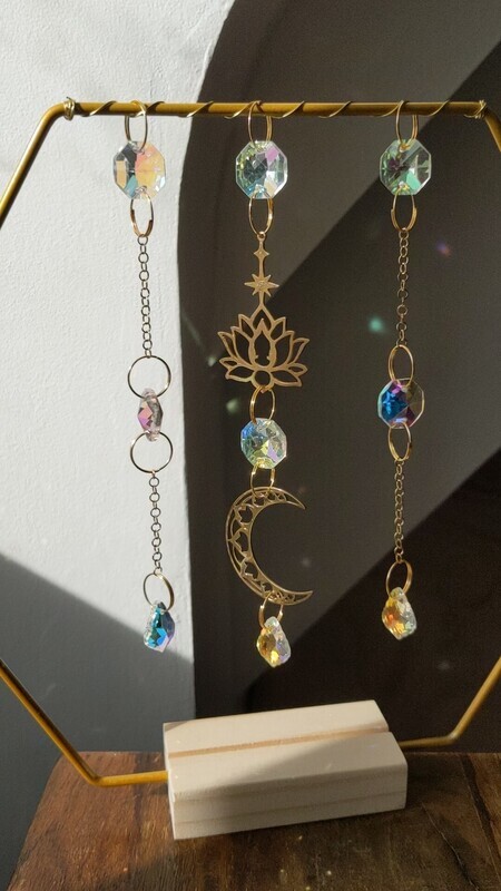 Attrape soleil à poser &quot;fleur de lotus et lune&quot;