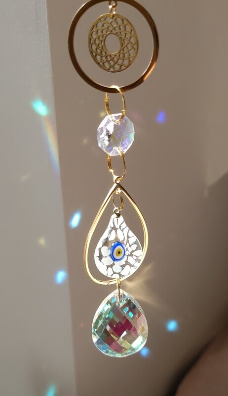 Attrape soleil "œil de protection en verre tacheté blanc"