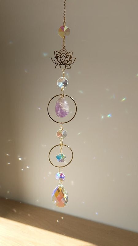 Attrape soleil minéraux &quot;lotus et Améthyste&quot;