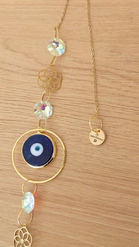 Attrape soleil  "Nazar bleu foncé fleur de vie"