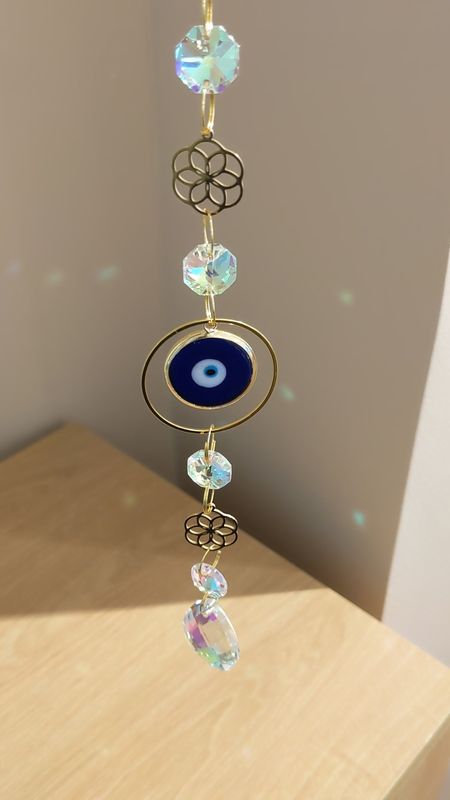 Attrape soleil à chaîne unique &quot;Nazar bleu foncé fleur de vie&quot;