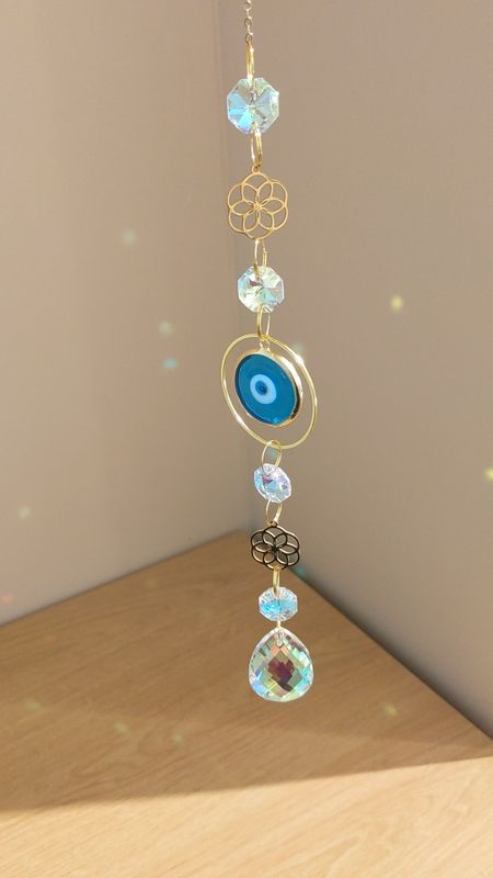 Attrape soleil à chaîne unique &quot;Nazar bleu fleur de vie&quot;