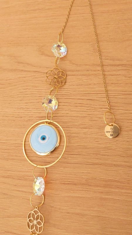 Attrape soleil "Nazar bleu clair fleur de vie"