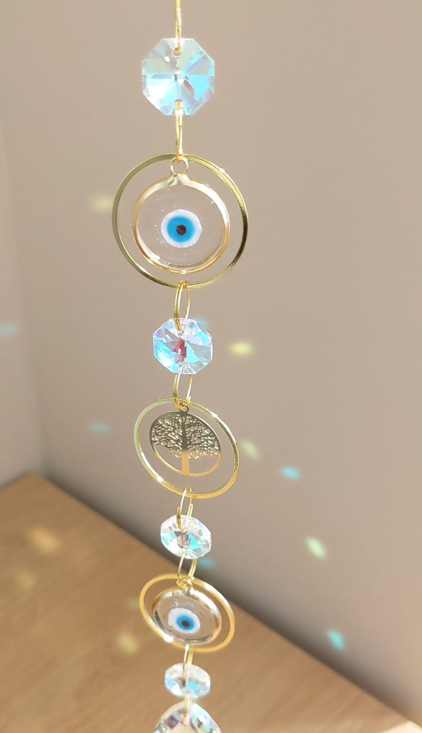 Attrape soleil à chaîne unique &quot;Nazar transparent arbre de vie&quot;