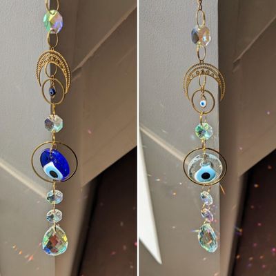 Attrape soleil "œil de protection bleu et transparent"