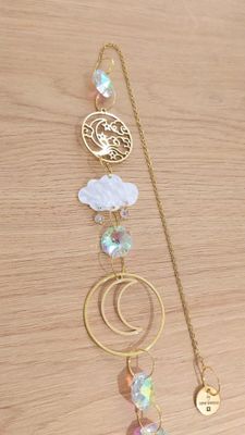 Attrape soleil à chaîne unique "lune et nuage blanc"