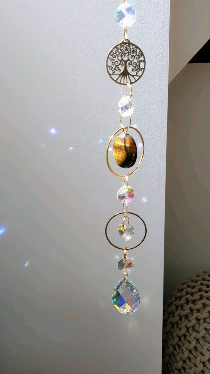 Attrape soleil minéraux "arbre de vie et œil de tigre"