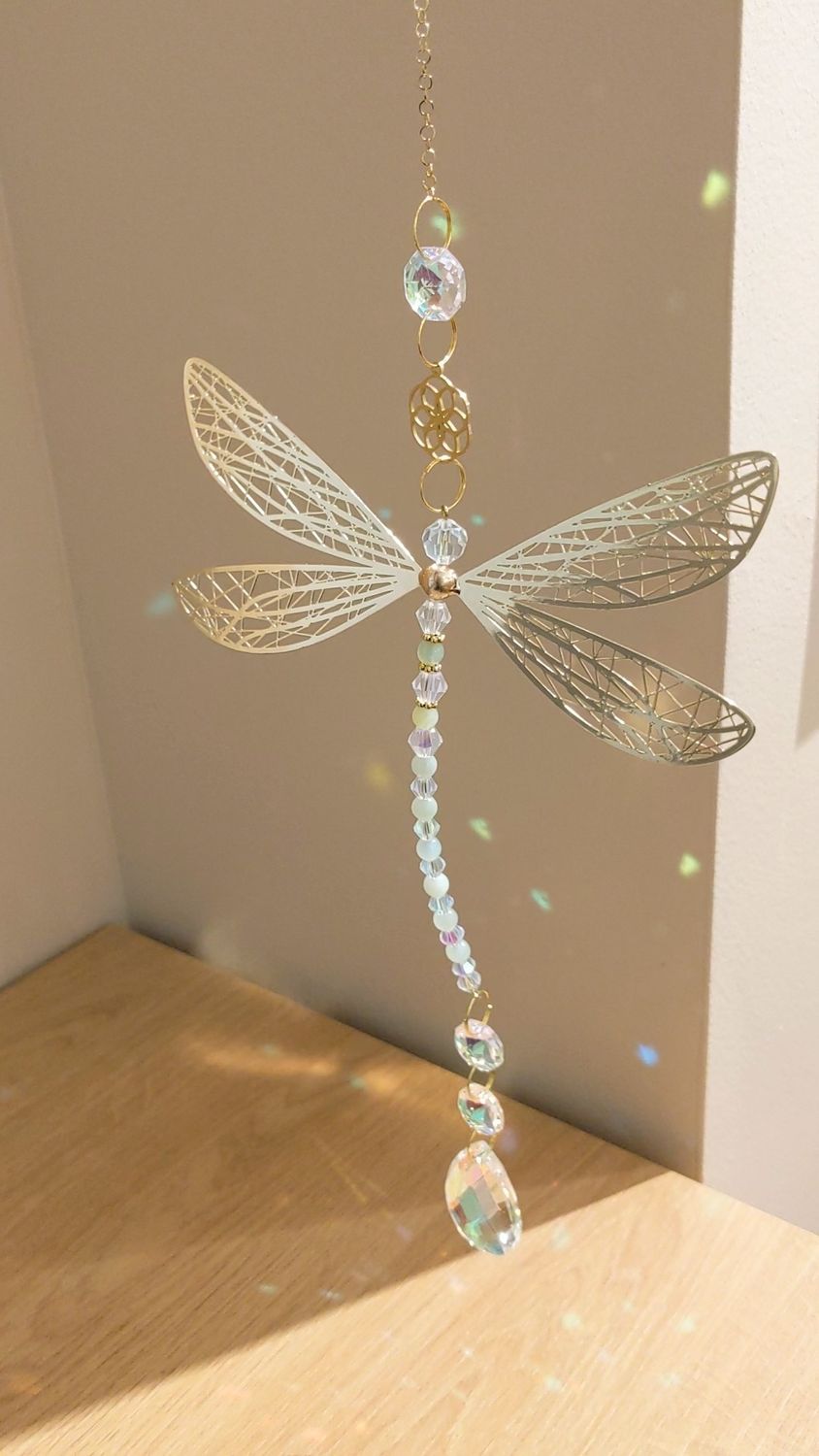 Attrape soleil libellule en perle de Jade