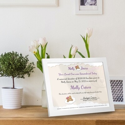 Molly Bears Certificate with Frame 